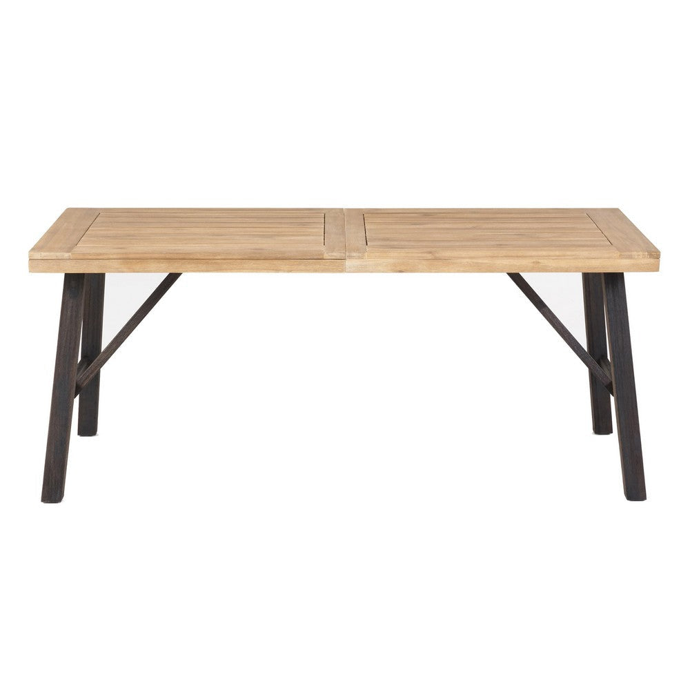 Wren Outdoor Dining Table Rectangular 71 Inch Brown and Black Wood BM324053