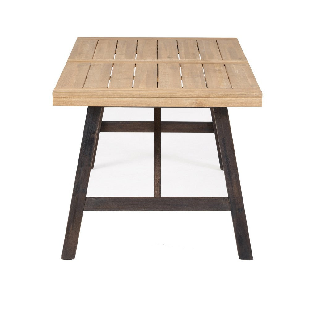 Wren Outdoor Dining Table Rectangular 71 Inch Brown and Black Wood BM324053