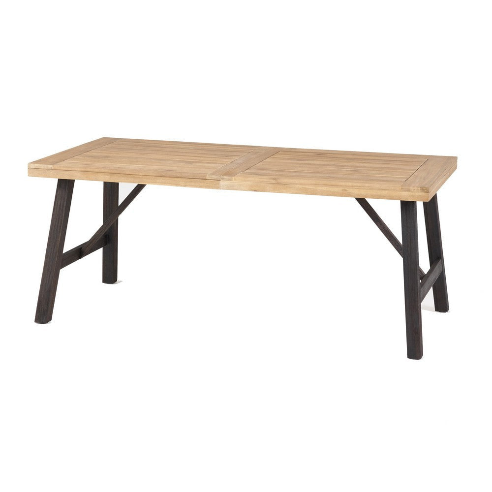 Wren Outdoor Dining Table, Rectangular 71 Inch, Brown and Black Wood