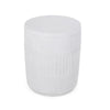 End Table White Faux Concrete Round 15 Inch Top Natural White BM324061