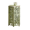 Liana Outdoor Side Table Hexagonal 14 Inch Sunburst Cut Out Green