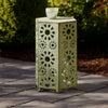 Liana Outdoor Side Table, Hexagonal 14 Inch, Sunburst Cut Out, Green