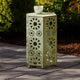 Liana Outdoor Side Table, Hexagonal 14 Inch, Sunburst Cut Out, Green