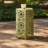 Liana Outdoor Side Table, Hexagonal 14 Inch, Sunburst Cut Out, Green
