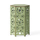 Liana Outdoor Side Table, Hexagonal 12 Inch, Sunburst Cut Out, Green