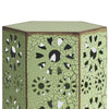 Liana Outdoor Side Table Hexagonal 12 Inch Sunburst Cut Out Green