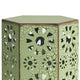 Liana Outdoor Side Table Hexagonal 12 Inch Sunburst Cut Out Green