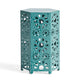 Liana Outdoor Side Table Hexagonal 14 Inch Sunburst Cut Out Teal