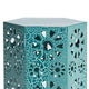 Liana Outdoor Side Table Hexagonal 14 Inch Sunburst Cut Out Teal