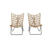 Fordy Outdoor Chair Set of 2 Curved Seat Brown Rattan Black Metal BM324066
