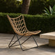 Fordy Outdoor Chair Set of 2, Curved Seat, Brown Rattan, Black Metal