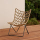 Fordy Outdoor Chair Set of 2, Curved Seat, Brown Rattan, Black Metal