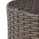 Olum Outdoor Side Table, Barrel Shape, Gray PE Rattan, 18"