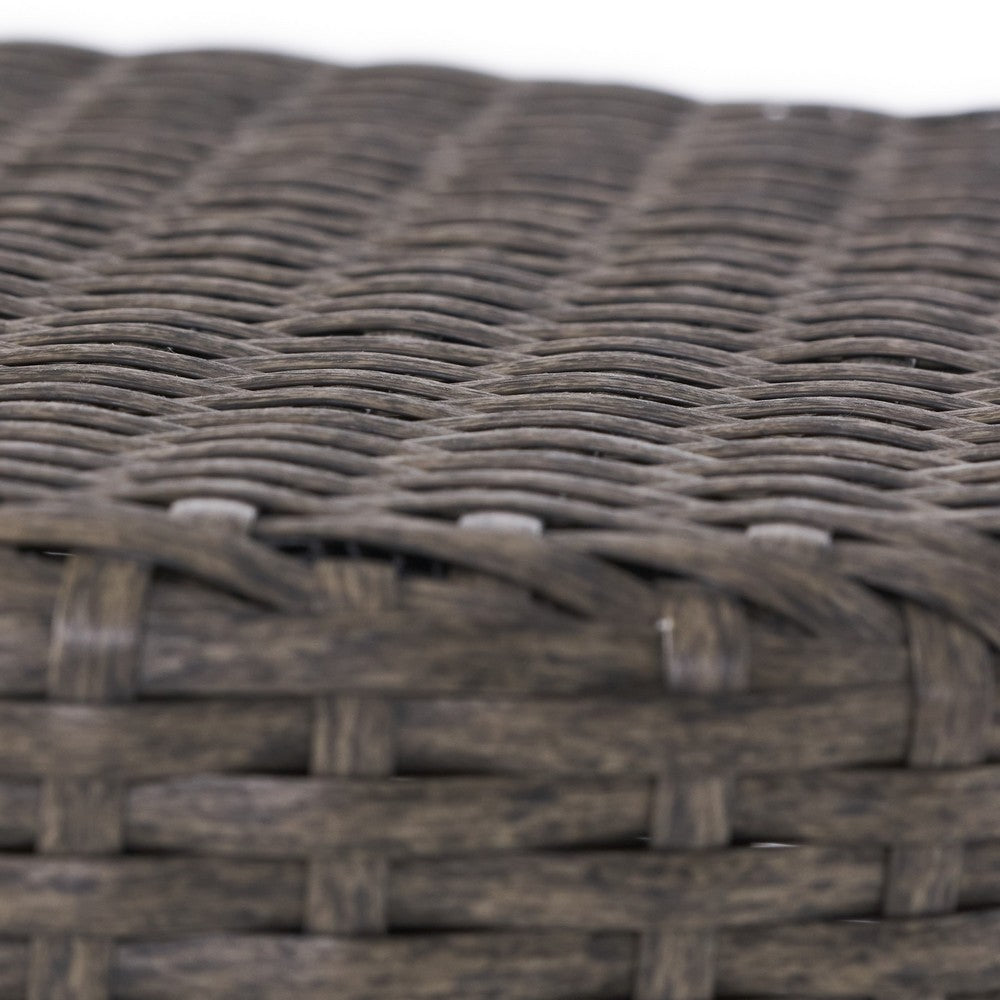 Olum Outdoor Side Table, Barrel Shape, Gray PE Rattan, 18"
