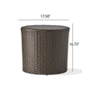 Olum Outdoor Side Table, Barrel Shape, Gray PE Rattan, 18"