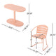 Monalisa 3 Piece Outdoor Bistro Set with 1 Oval Table, 2 Chairs, Pink
