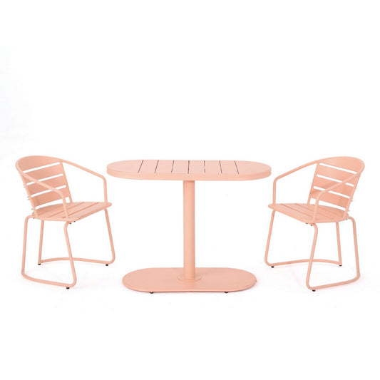 Monalisa 3 Piece Outdoor Bistro Set with 1 Oval Table, 2 Chairs, Pink