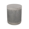 Outdoor Side End Table Round Top Gray Faux Concrete Round 16 Inch BM324075