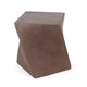 Outdoor Side End Table Twisted Cube Shape Brown Faux Concrete 21 Inch BM324076