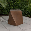 Outdoor Side End Table, Twisted Cube Shape Brown Faux Concrete 21 Inch