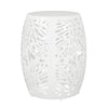 Miami Outdoor End Table Stool Palm Leaf Pattern White Iron 17 Inch