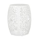 Miami Outdoor End Table Stool Palm Leaf Pattern White Iron 17 Inch