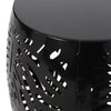 Miami Outdoor End Table Stool Palm Leaf Pattern Black Iron 17 Inch