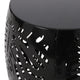 Miami Outdoor End Table Stool Palm Leaf Pattern Black Iron 17 Inch