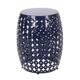 Miami Outdoor End Table, Cutout Design, Round 17 Inch, Navy Blue Iron