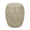 Outdoor End Table, Antique Yellow Faux Concrete, Round 18 Inch