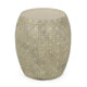 Outdoor End Table, Antique Yellow Faux Concrete, Round 18 Inch