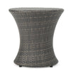 Loco Outdoor Side Table Hourglass Shape Round 20 Inch Gray Rattan