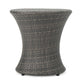 Loco Outdoor Side Table Hourglass Shape Round 20 Inch Gray Rattan