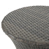 Loco Outdoor Side Table, Hourglass Shape, Round 20 Inch, Gray Rattan