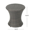 Loco Outdoor Side Table, Hourglass Shape, Round 20 Inch, Gray Rattan
