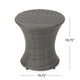 Loco Outdoor Side Table, Hourglass Shape, Round 20 Inch, Gray Rattan