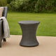 Loco Outdoor Side Table, Hourglass Shape, Round 20 Inch, Gray Rattan