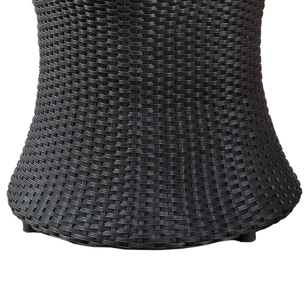 Loco Outdoor Side Table Hourglass Shape Round 20 Inch Black Rattan