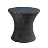 Loco Outdoor Side Table, Hourglass Shape, Round 20 Inch, Black Rattan