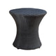 Loco Outdoor Side Table, Hourglass Shape, Round 20 Inch, Black Rattan