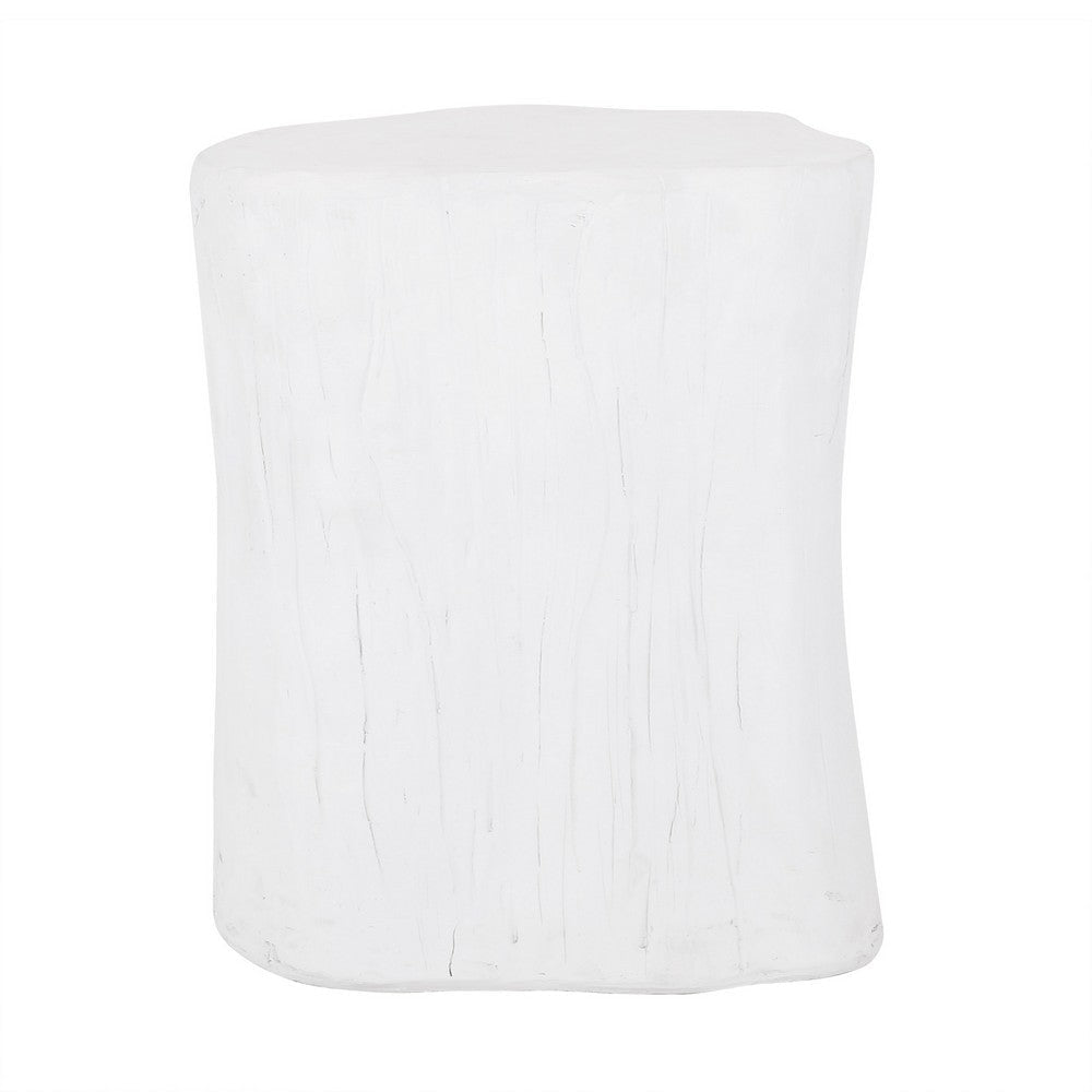 Outdoor End Table Tree Stump Design White Concrete Frame 16 Inch BM324091