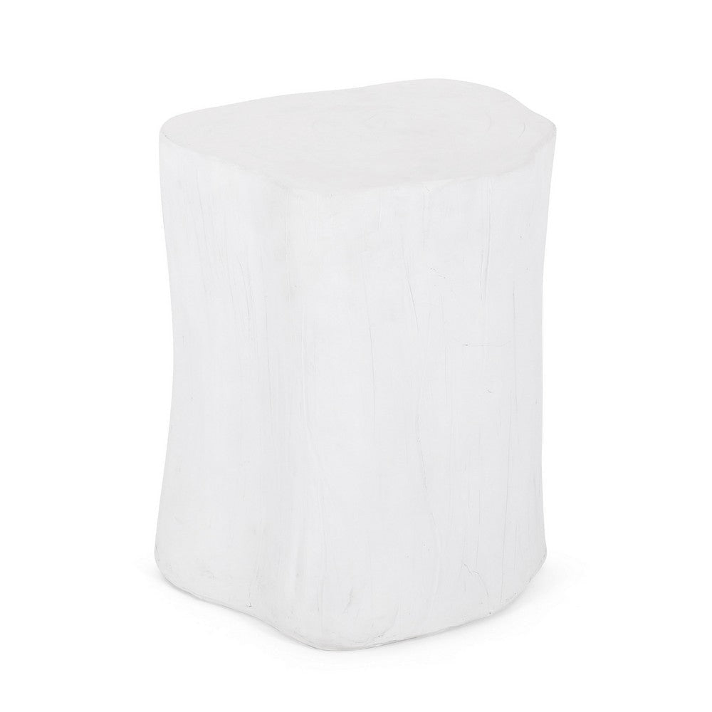 Outdoor End Table Tree Stump Design White Concrete Frame 16 Inch BM324091