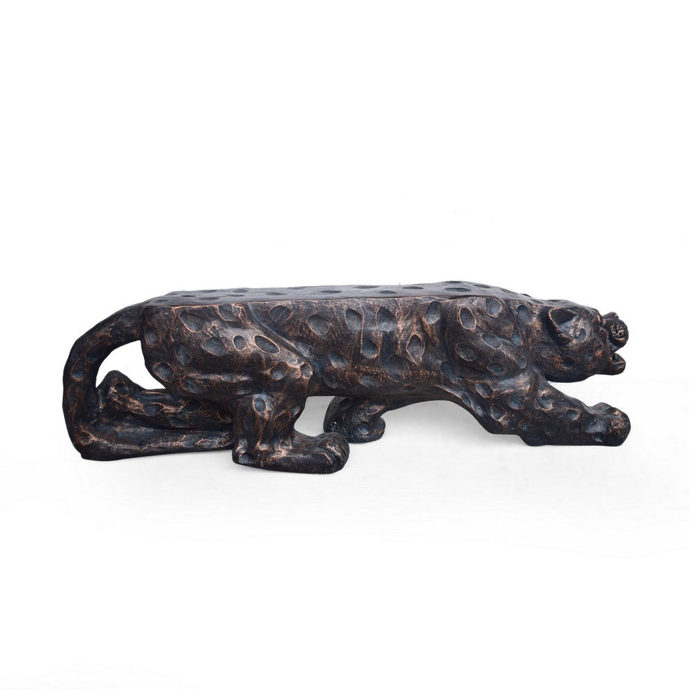 Outdoor Garden Bench Leopard Faux Concrete Copper Finish 52 Inch BM324096