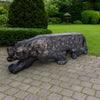 Outdoor Garden Bench, Leopard Faux Concrete, Copper Finish, 52 Inch