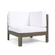 Lizzie Outdoor Corner Chair Cross Back White Fabric Dark Gray Wood BM324101