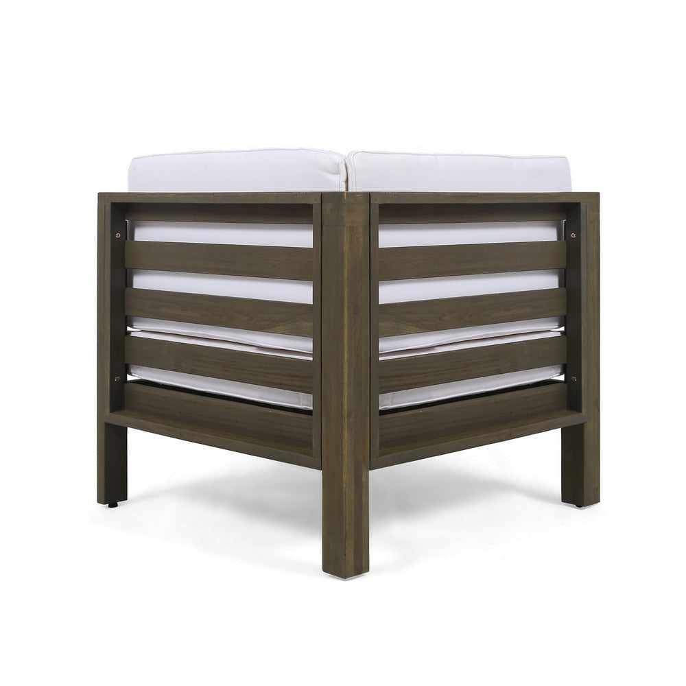 Lizzie Outdoor Corner Chair Cross Back White Fabric Dark Gray Wood BM324101