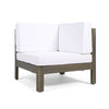 Lizzie Outdoor Corner Chair, Cross Back, White Fabric, Dark Gray Wood