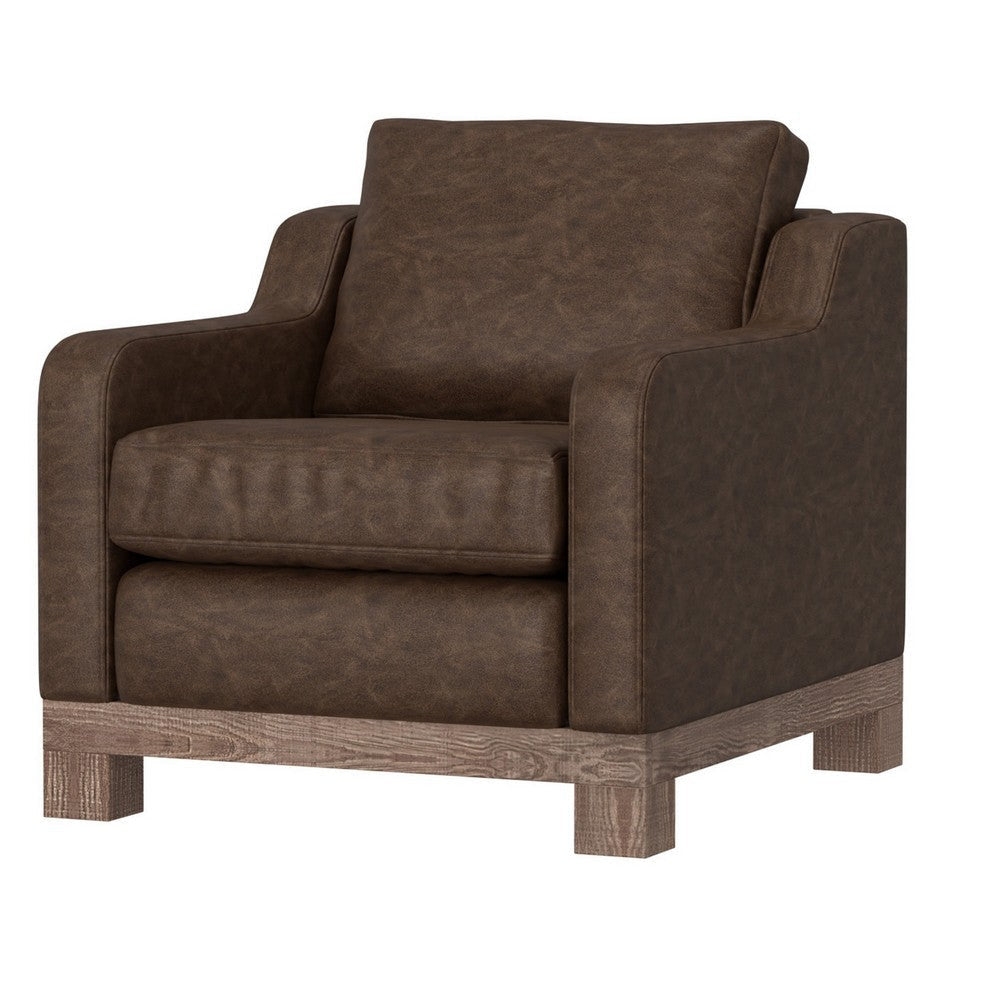 Sama Accent Armchair Decor Pillow Brown Solid PIne Wood by Casagear Home