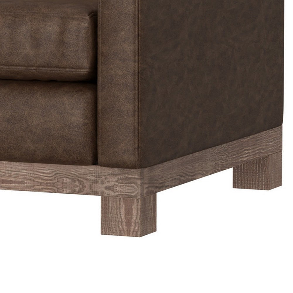 Sama Accent Armchair Decor Pillow Brown Solid PIne Wood by Casagear Home