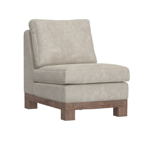 Sama Modular Armless Chair, Decor Pillow, White, Brown by Casagear Home